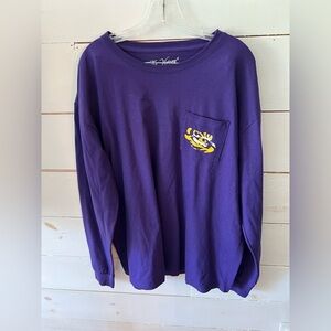 LSU The Victory Long Sleeve Pocket Tee Shirt with Logo, size XL, EUC, see photos